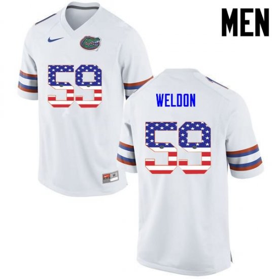 Men's Florida Gators #59 Danny Weldon NCAA Nike White USA Flag Fashion Authentic Stitched College Football Jersey QFX8462SR